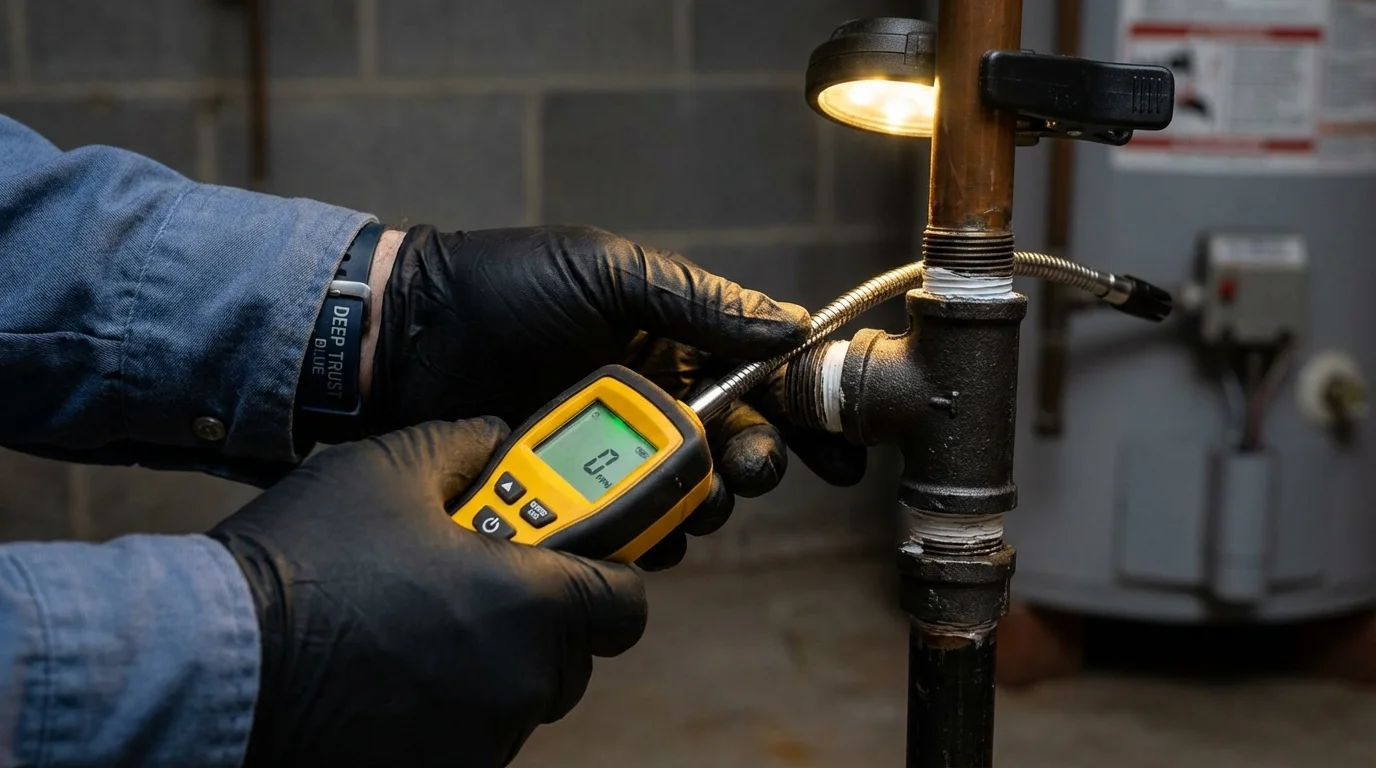 Gas leak detection with electronic sniffer by Johns Plumbing LLC in Lovejoy